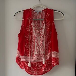 Collective Concepts Red and White Sleeveless Blouse